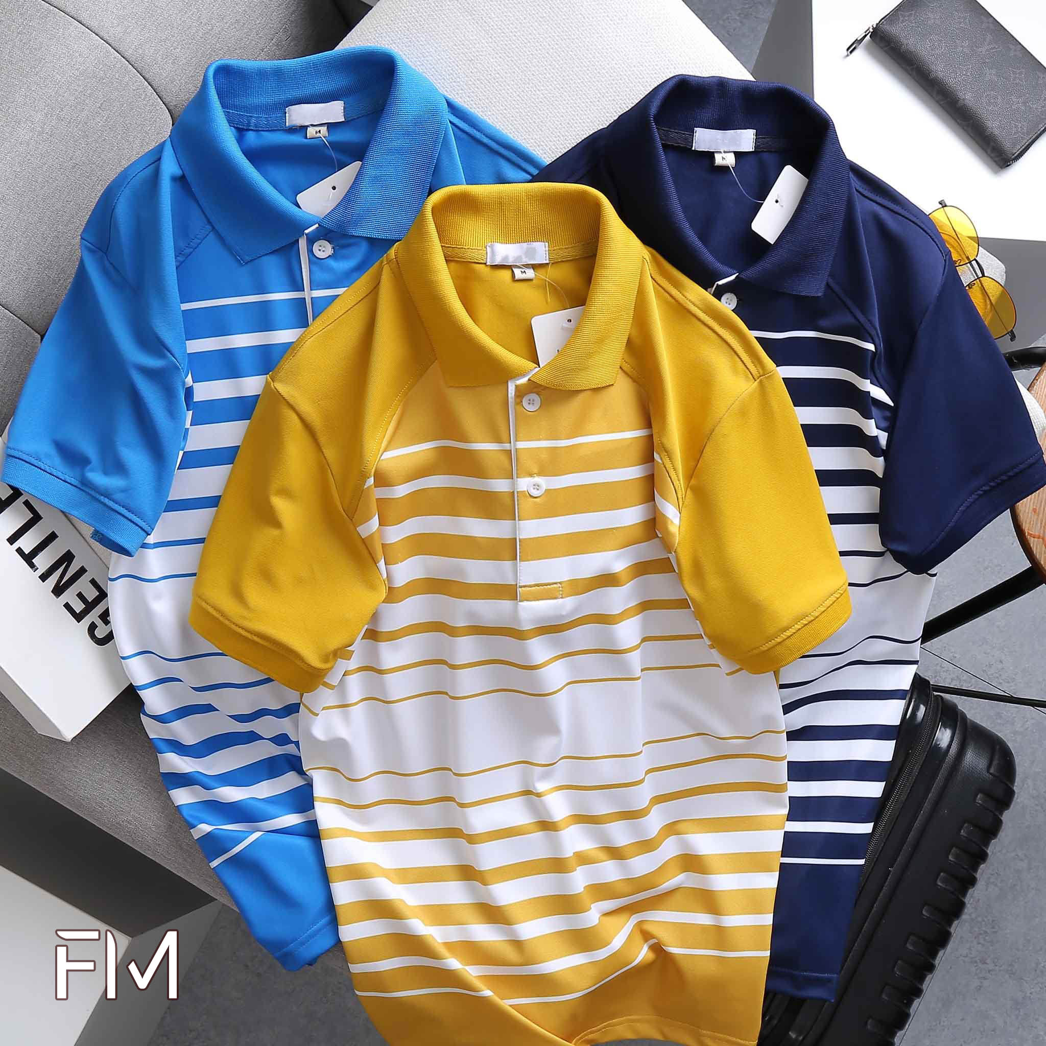 Áo polo nam tay ngắn, sọc trắng ngang ngực, thời trang thanh lịch, chất áo thấm hút mồ hôi - FORMEN SHOP - FMPS156