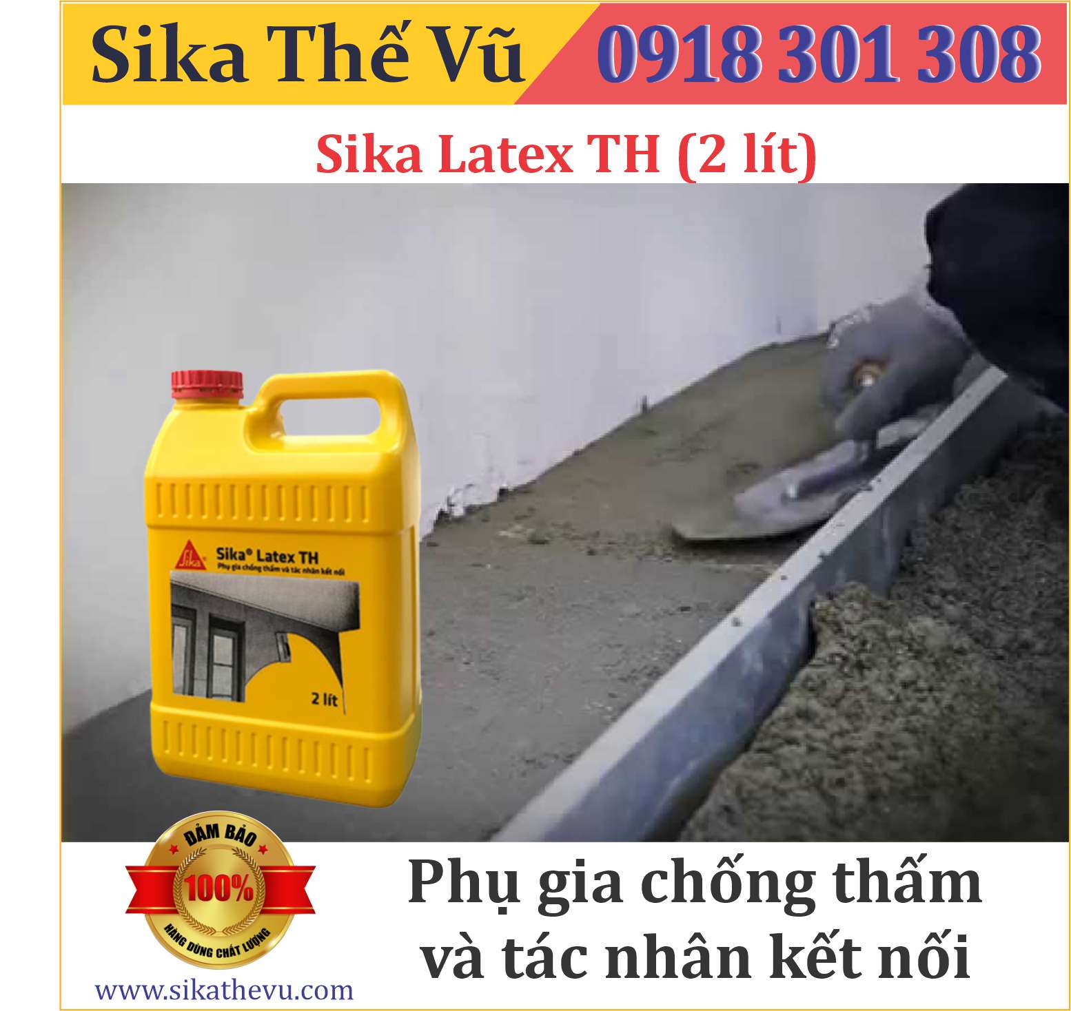 Phụ gia chống thấm vữa cao cấp và tác nhân kết nối - Sika Latex TH (thùng 2 lít)