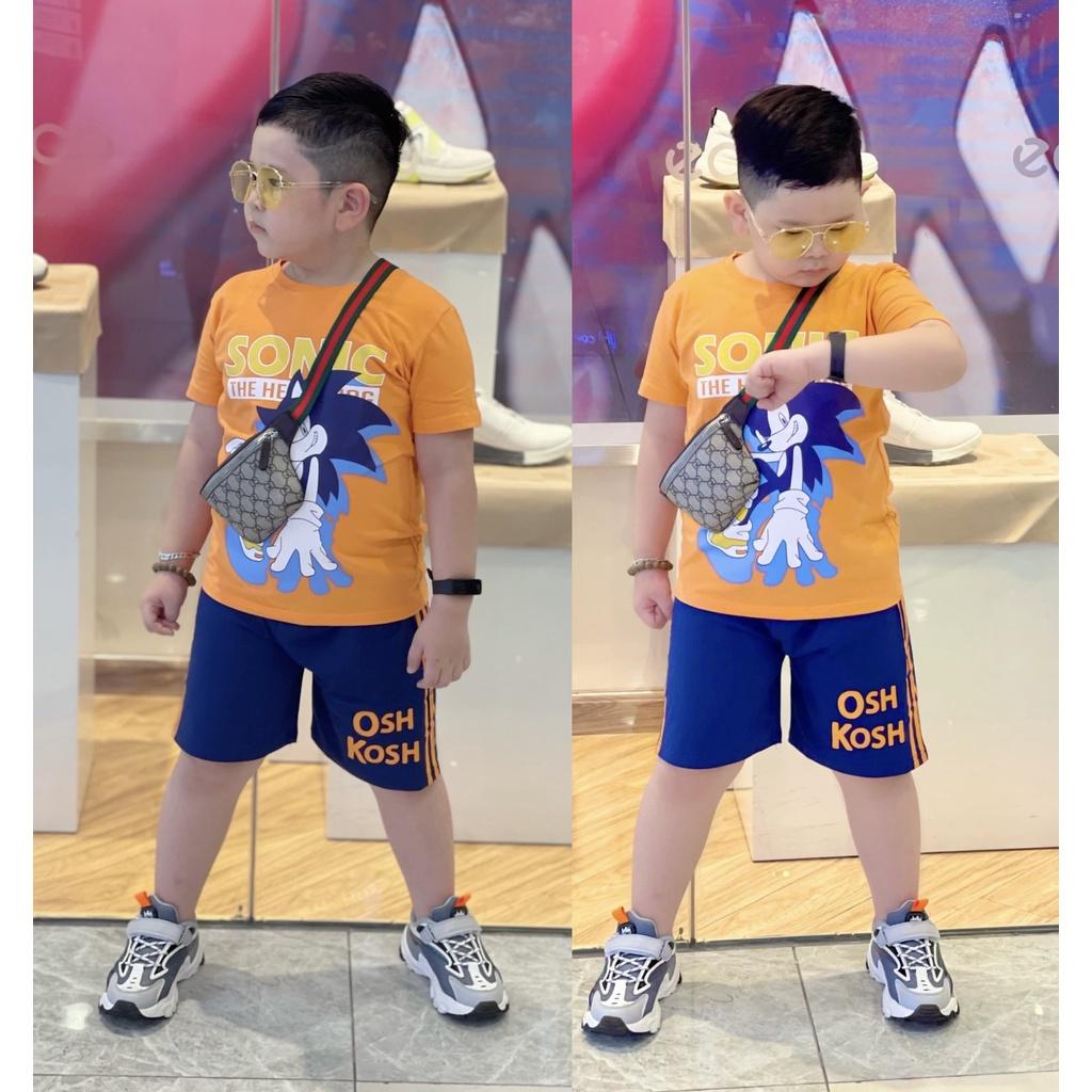 Đồ bộ bé trai, bộ cộc tay cho bé trai hình Siêu nhân Sonic Squid game từ 8-40kg hàng xuất khẩu mềm mịn mát