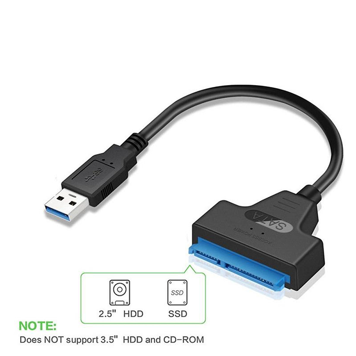 Cáp Chuyển Đổi Kết Nối Ổ Cứng HDD Từ USB 3.0 Sang Sata 22 Pin 2.5 Inch - Hàng Chính Hãng Vinetteam