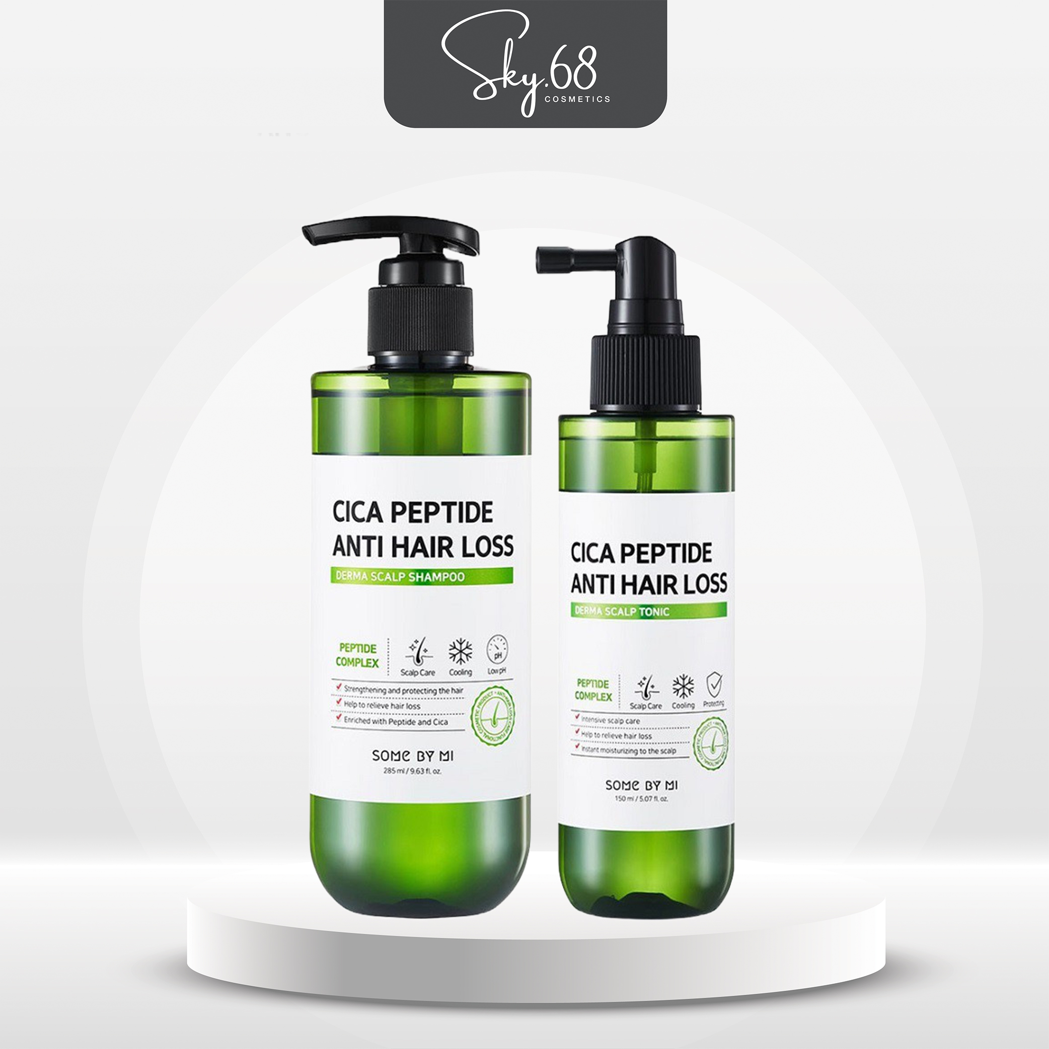 Combo 2 Sản Phẩm ngừa rụng tóc Some By Mi Cica Peptide Anti-Hair Loss (Dầu gội 285ml + Xịt dưỡng 150ml)