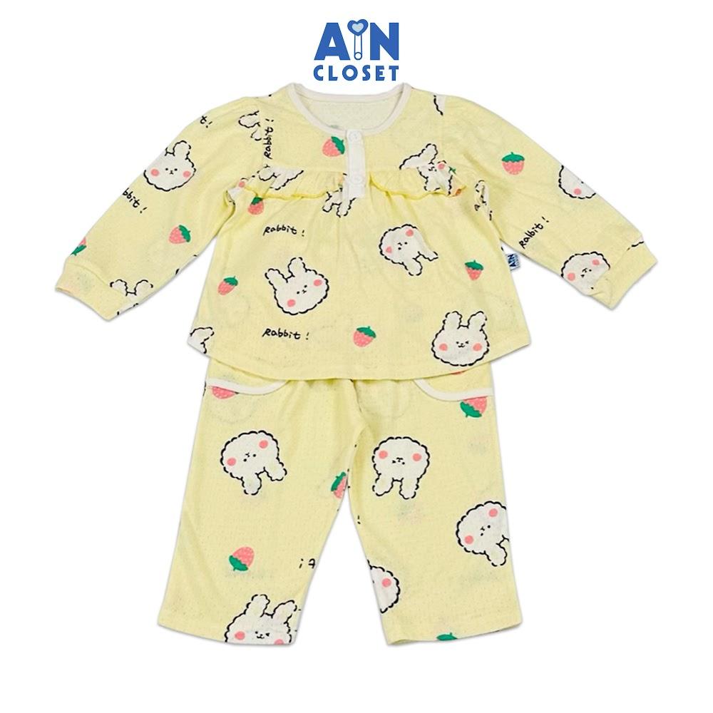 Bộ quần áo Dài bé gái họa tiết Thỏ Vàng Thun cotton - AICDBG8FNPRP - AIN Closet