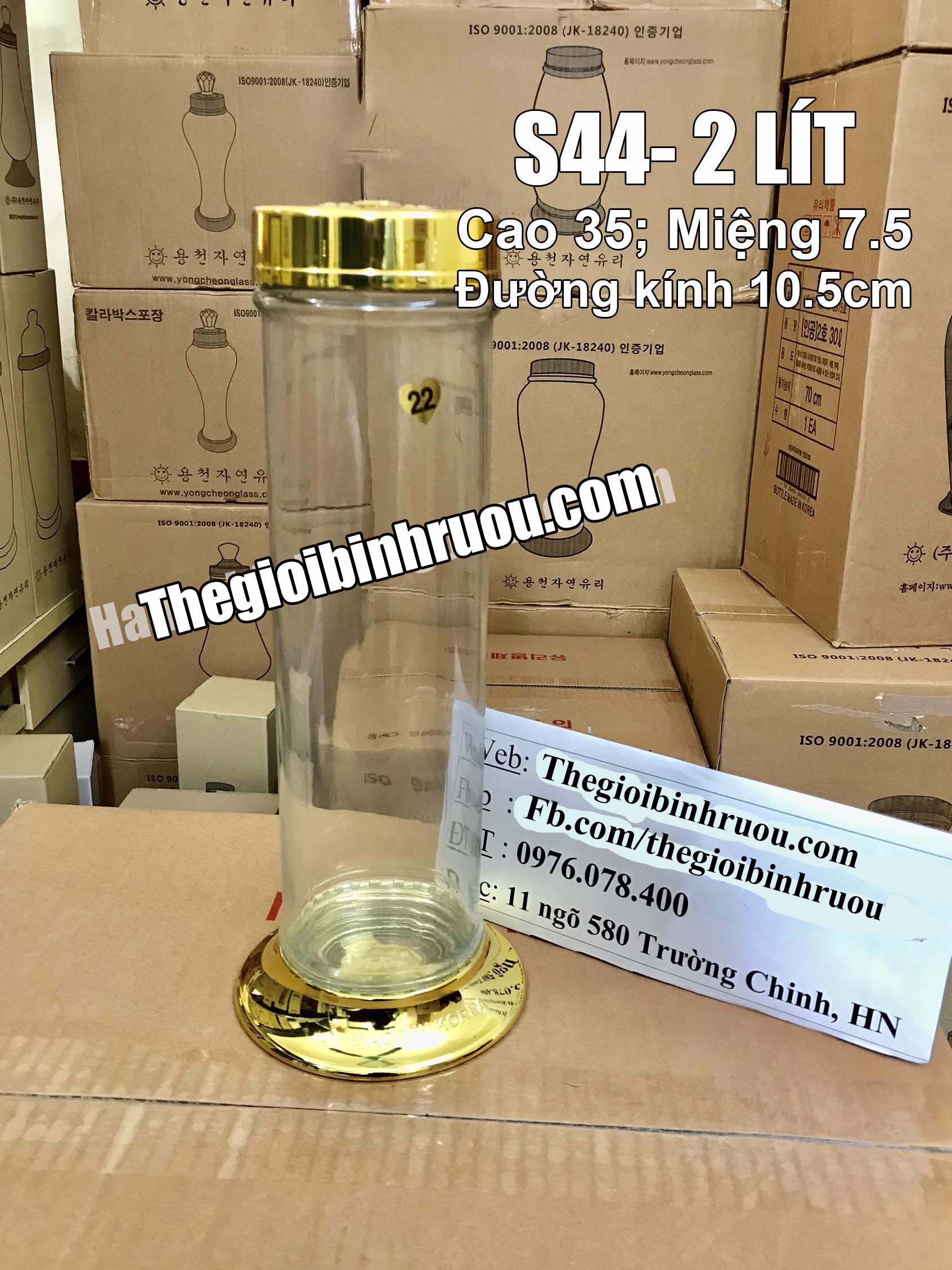 Bình trụ thủy tinh ngâm Hàn Quốc 2,4 lít
