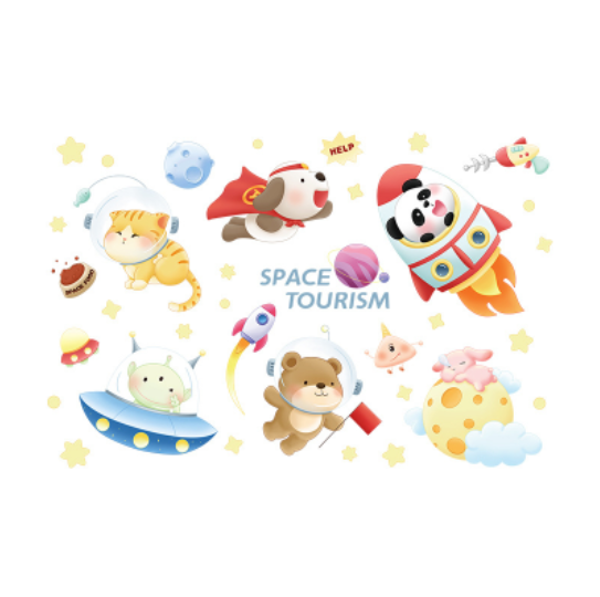 Decal trang trí tường - Khám phá vũ trụ cùng những người bạn