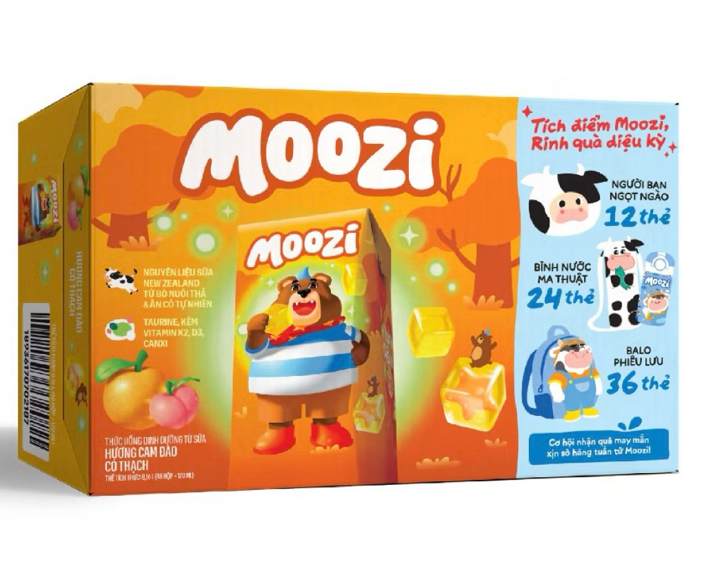 Thùng sữa Moozi Cam đào có thạch 170ml (48 hộp x 170ml)