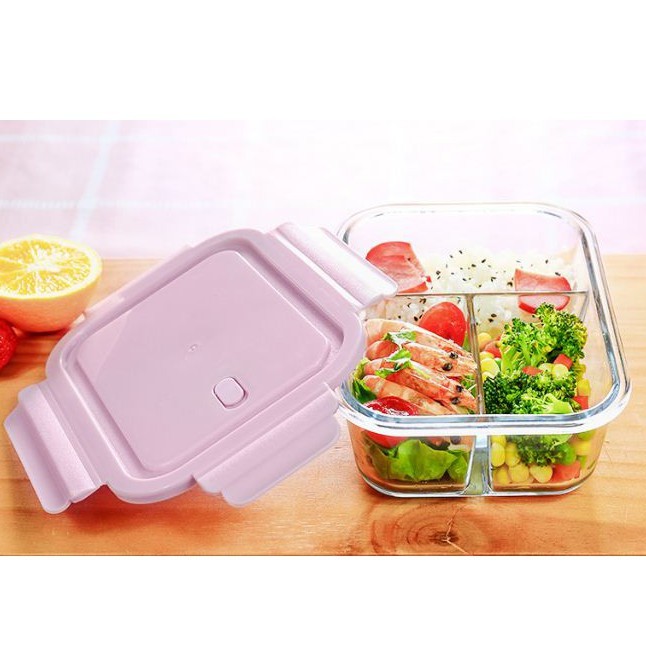 Hộp Đựng Cơm Thủy Tinh 3 Ngăn - Free Ship Toàn Quốc
