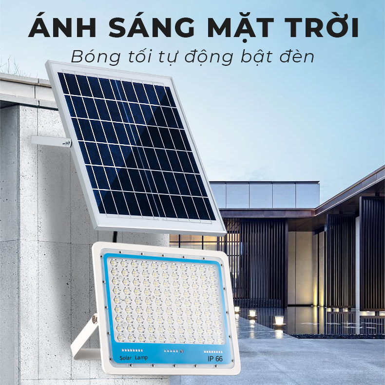 Đèn Led năng lượng mặt trời, chiếu sáng sân vườn, thời gian sạc nhanh và sáng lâu, kèm điều khiển từ xa