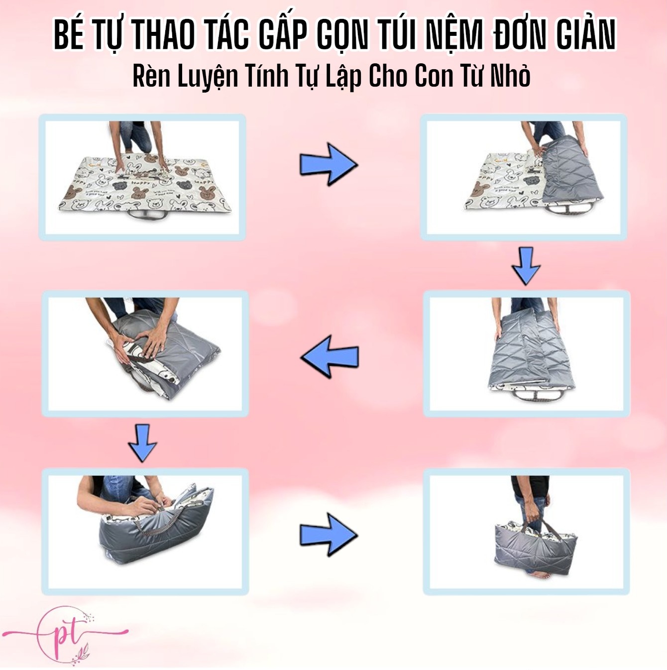 Set Đi Học Cho Bé Chống Thấm Gấp Gọn 4 Trong 1 Tiện Lợi Có Tay Cầm Size 70x120cm Hoặc 70x140cm Giao Màu Ngẫu Nhiên