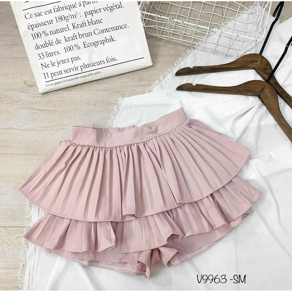 Chân Váy Xếp Li 2 Tầng Cun Fashion Khóa Kéo Sau Lưng Chất vải Kaki Dày Dặn Chuẩn Fom
