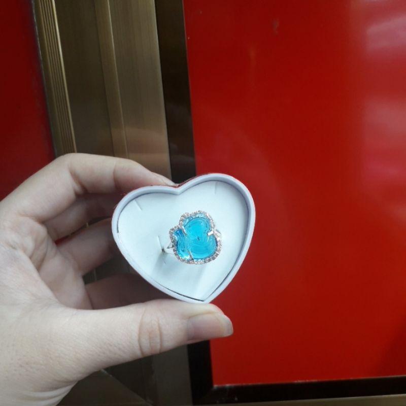 Nhẫn hồ ly đá xanh YN JEWELRY