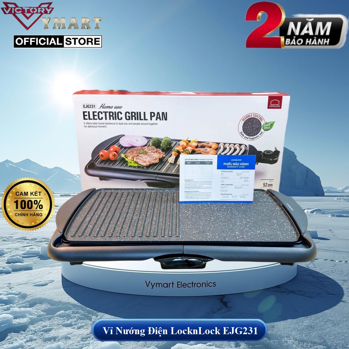Bếp Nướng Điện Lock&amp;Lock Electric Grill EJG231 2000W - Hàng Chính Hãng