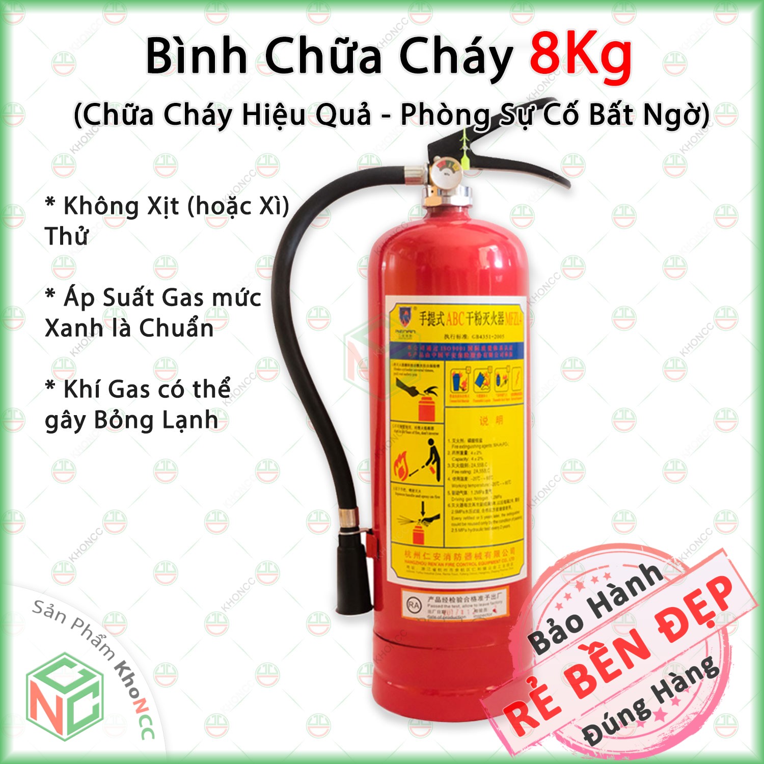 (An Tâm) Bình Chữa Cháy KhoNCC - Dạng Bột Khô ABC MFLZ-4Kg 8Kg (Chữa cháy chất Rắn, Lỏng và Khí) - Phòng Cháy Chữa Cháy PCCC Cần Thiết Cho Mọi Gia Đình - Xưởng - Văn Phòng - NLVQ-BCC4 - BìnhChữaCháy4kg