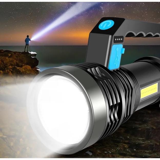 Đèn pin cam tay sạc điện 2 in 1 có dây sạc - đèn pin di động siêu sáng