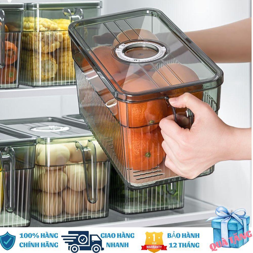 Hộp Bảo Quản Thực Phẩm Tủ Lạnh 3.5L Trong Suốt Có Khay Lót Đáy Và Tay Cầm