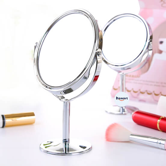 Gương 2 Mặt Mini Để Bàn Xoay 360º Phóng To Gương Trang Điểm Hamart Gương MakeUp Xinh Đẹp