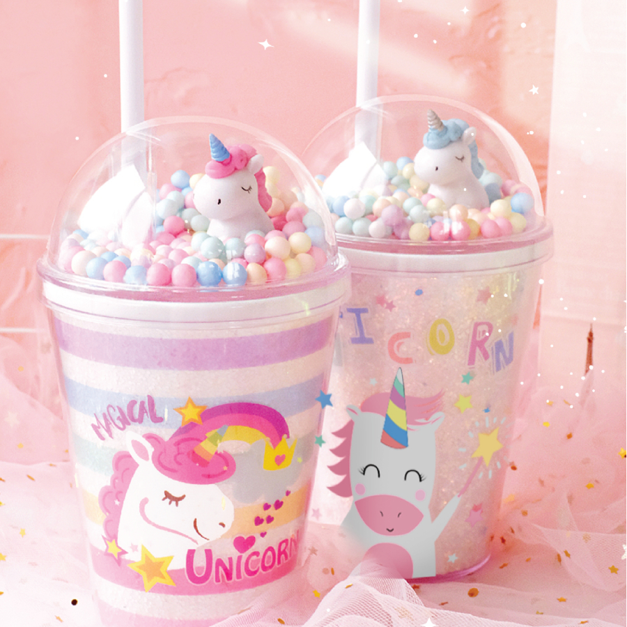 Ly Nhựa Clever Cup Rainbow Unicorn Xanh CLEVERHIPPO PCUP08/BLUE