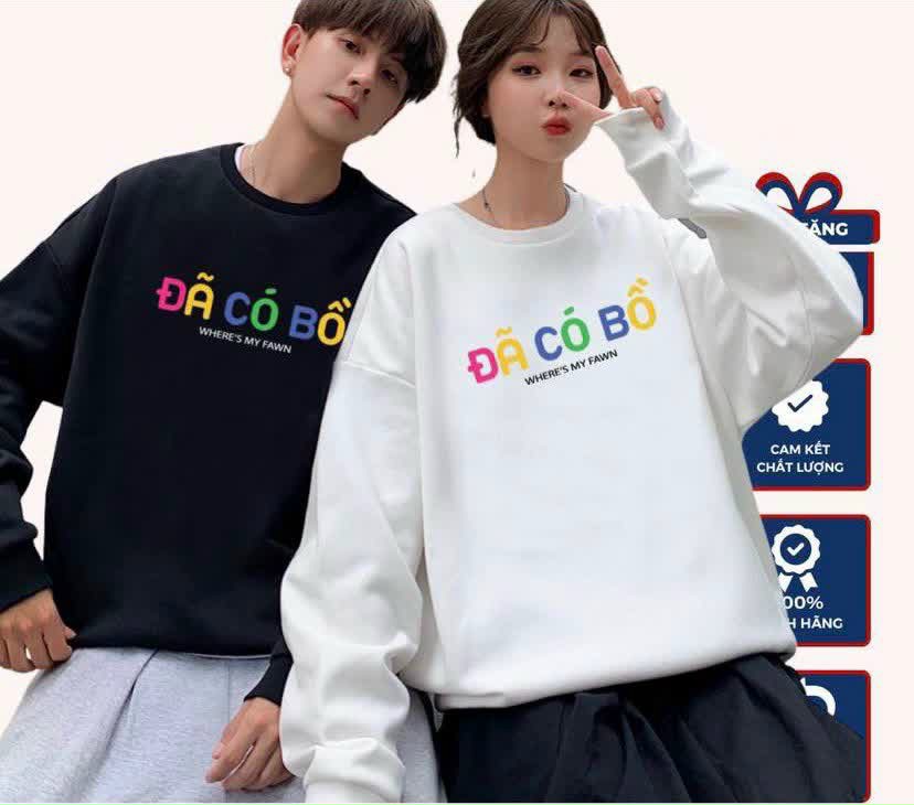 Aó  Sweater Hoodie Thun Tay DÀI Chữ Đã - Chưa Có Bồ Dài Nam Nữ Cặp Đôi Form Rộng Unisex hàn Quốc
