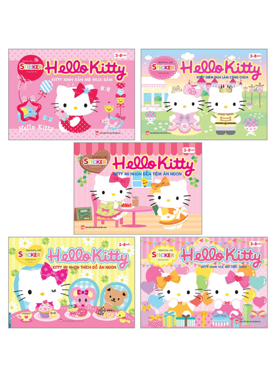Combo Sticker - H.e.l.l.o K.i.t.t.y  - Bộ 5 Cuốn _MT