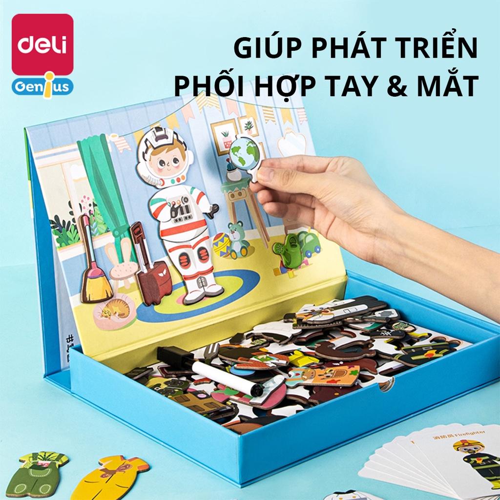 Hộp Đồ Chơi Ghép Hình Nam Châm Các Mảnh Từ Tính Kèm Bảng Viết Cho Bé Deli - Đồ Chơi Giáo Dục Chủ Đề Chữ Cái, Thời Trang, Giao Thông Phát Triển Tư Duy Nhận Biết Trẻ Em - 74526 74527 74550 74551