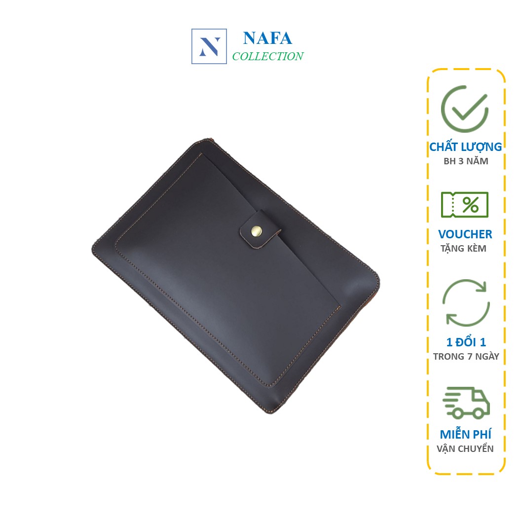 Clutch cầm tay nam, túi đựng macbook, ipad 12inch NAFA CL139 da bò sáp - màu nâu
