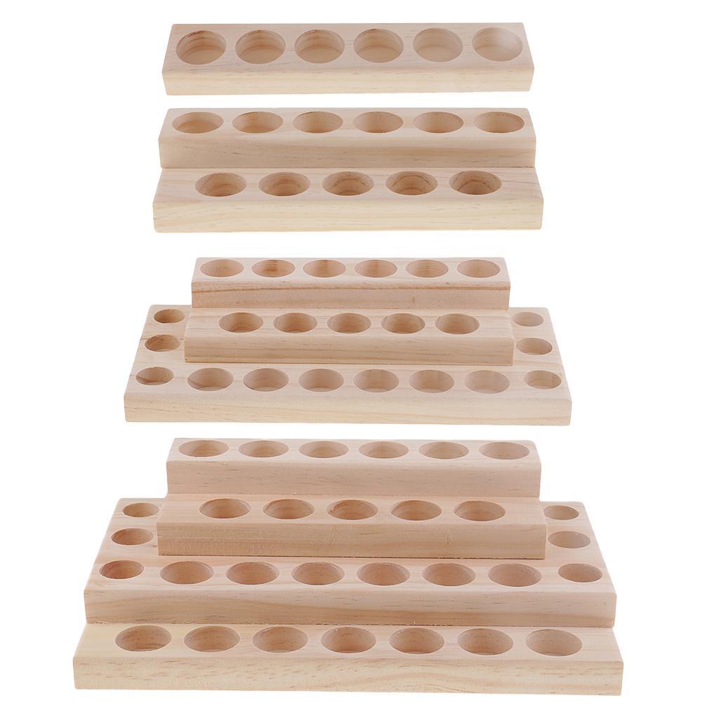 2Pc Wood Essential Oil Bottle Organizer Rack Aromatherapy Oils Display Stand