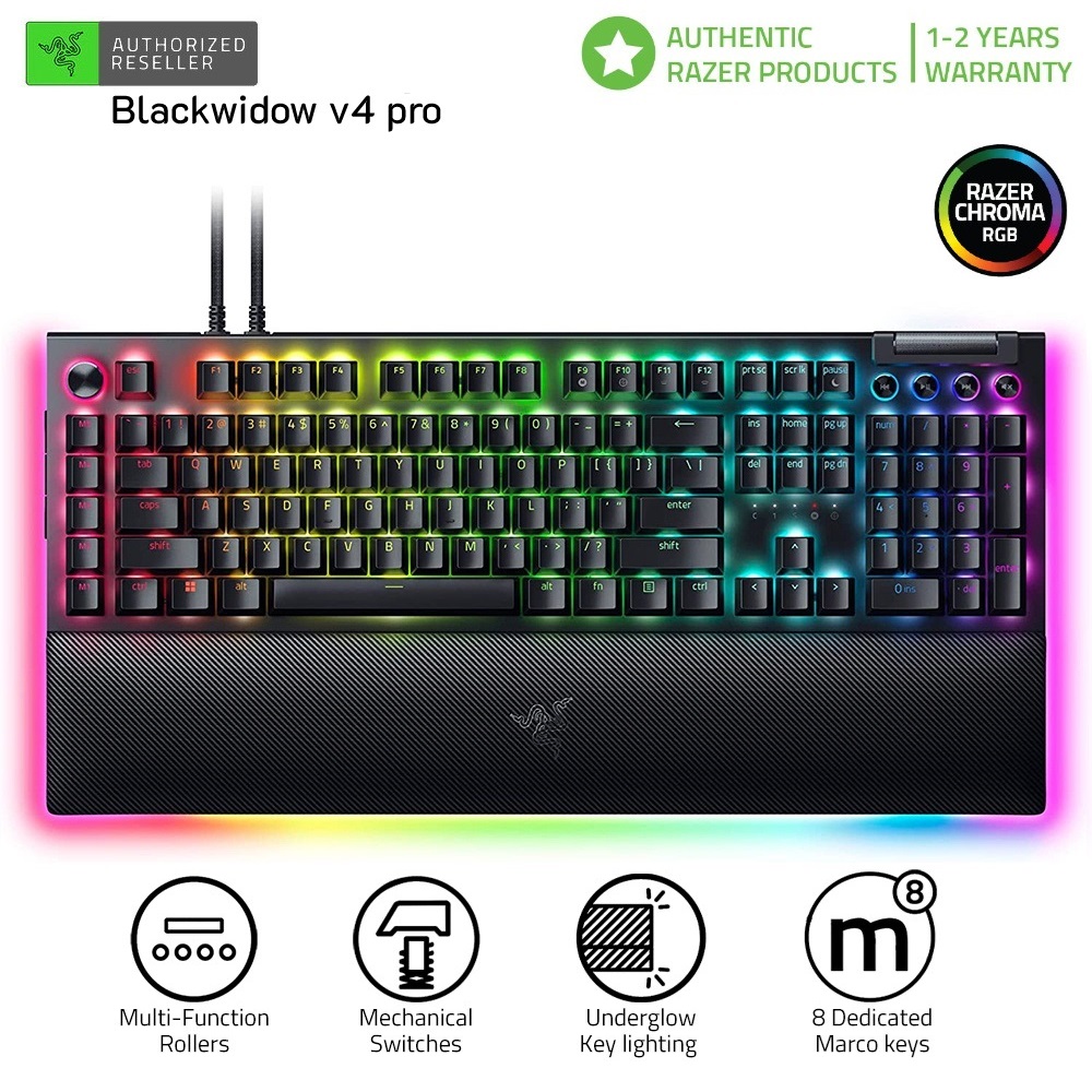 Bàn Phím Gaming Razer BlackWidow V4 Pro Fullsize | Cáp Type-C Tháo Rời | Razer Mechanical | ABS Double-Shot | LED RGB