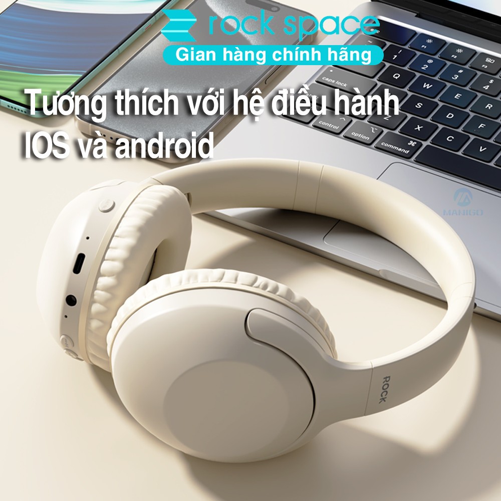 Headphone Tai nghe bluetooth chụp tai không dây chống ồn chủ động ANC ROCKSPACE O3 có mic nghe nhạc 15h hàng chính hãng