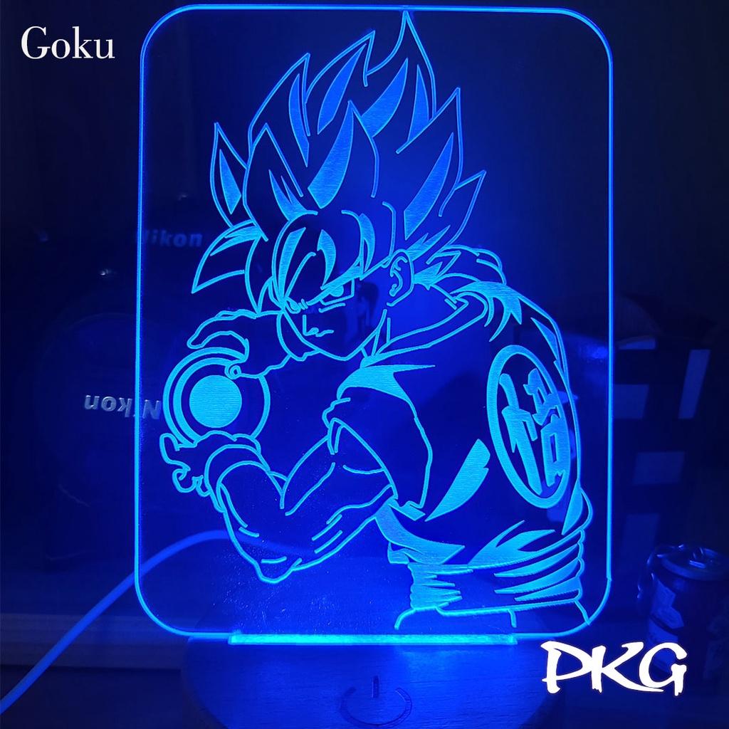 Đèn Ngủ Led 3D GOKU 2 nhân vật Anime phát sáng 16 màu cảm ứng có điều khiển từ xa