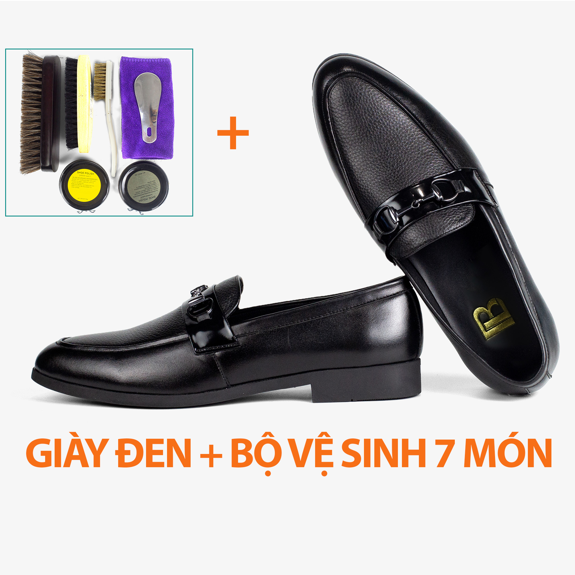 Giày Lười Da Nam Công Sợ Bụi Leather G121 - Da Bò Nappa Cao Cấp - 38 - Màu Đen Bộ Vệ Sinh
