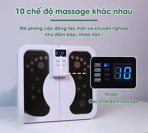 Thảm massage chân thư giãn trị liệu nhức mỏi chân,máy mát xa công nghệ xung điện màn hình kỹ thuật số, pin sạc