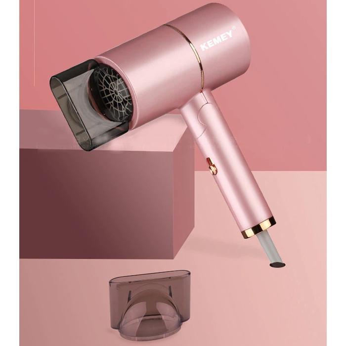 Máy Sấy Tóc Gấp Gọn Luồng Gió Mạnh Màu Hồng Cực Xinh Kemey Km 8223