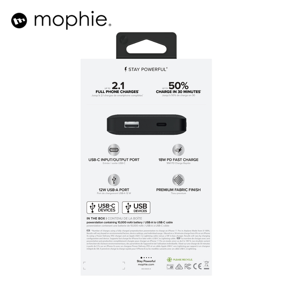 Sạc dự phòng Mophie Powerstation 10,000mAh Power Delivery - Hàng chính hãng