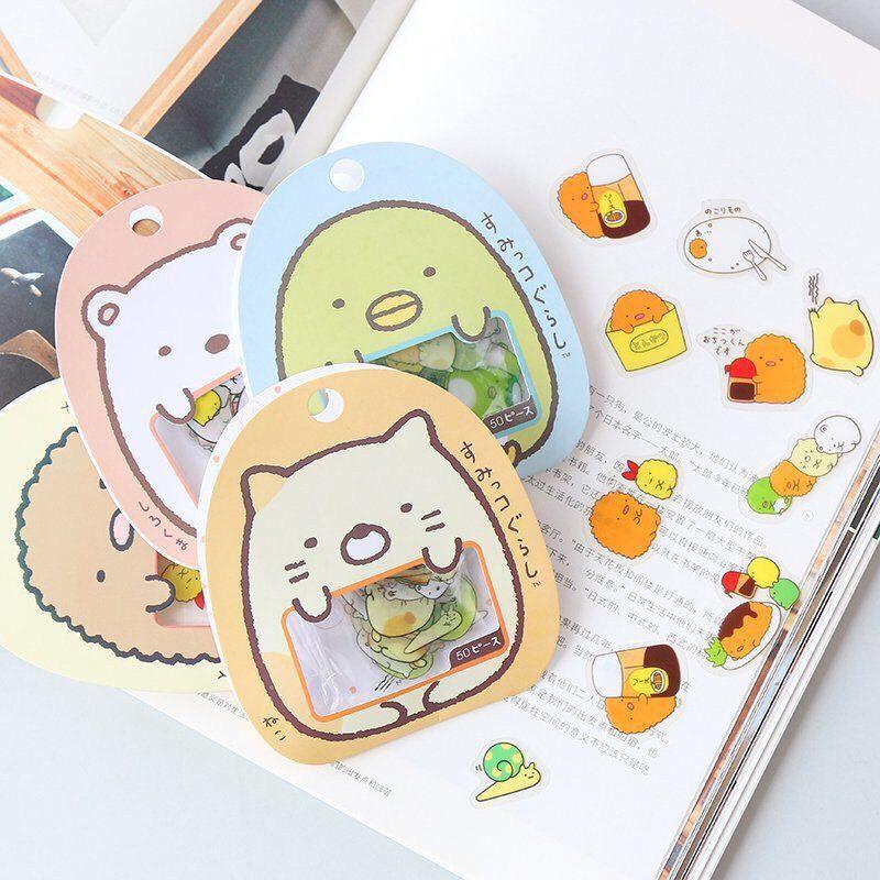 Set 50 nhãn dán trang trí sổ tay DIY phong cách Nhật Bản Cute