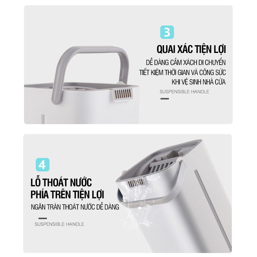 Cây lau nhà tự vắt thông minh,bông lau to, dày mềm mại- K1400