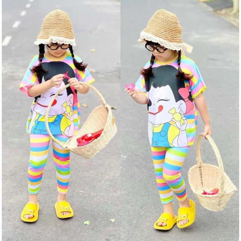 Bộ tay ngắn quần dài thun lạnh in 3D siêu đẹp, bộ quần áo bé gái