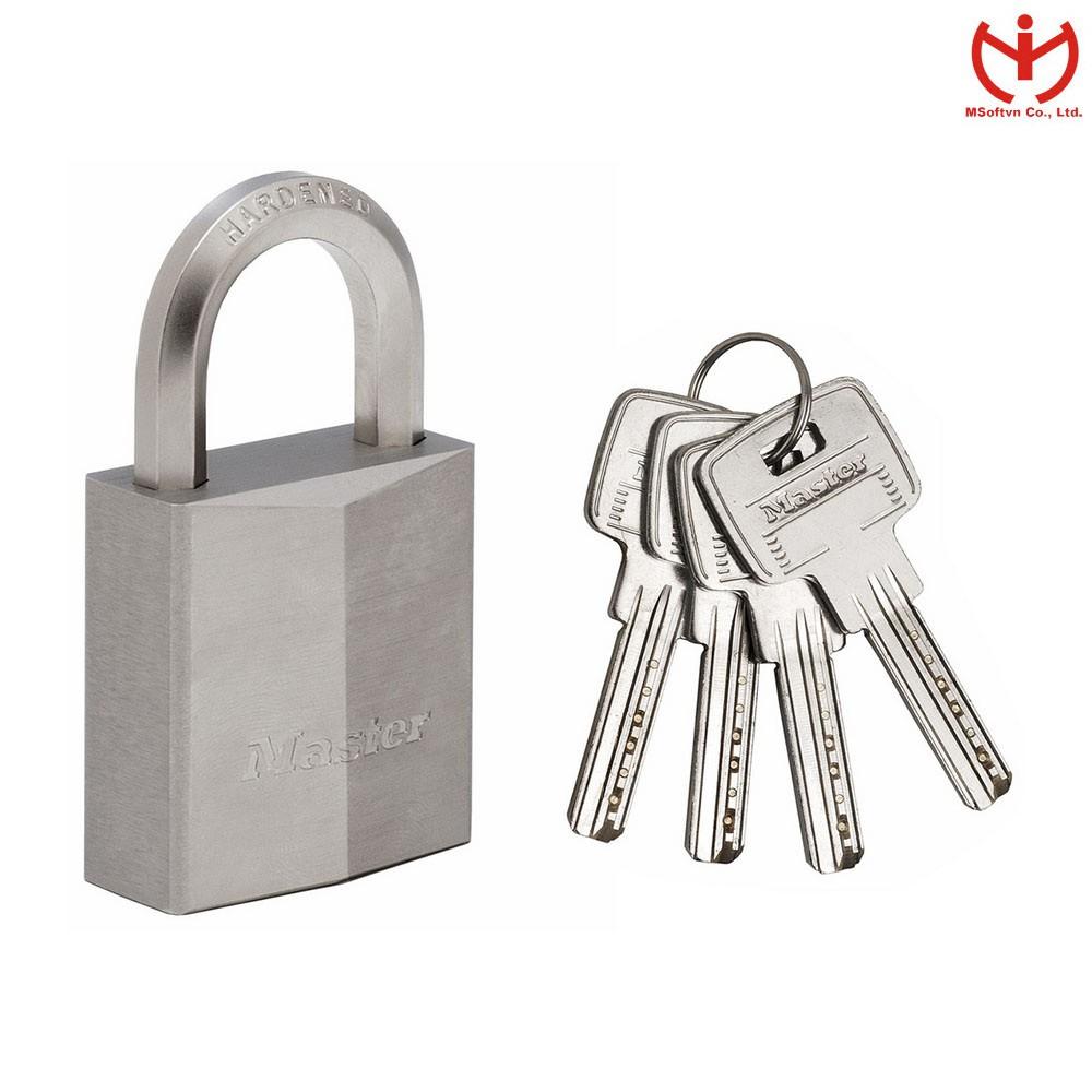 Ổ khóa chống nước Master Lock 1145 PEURD thân đồng mạ Nickel rộng 40mm càng bát giác