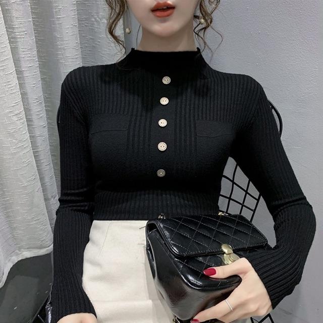 Áo len tăm nữ khuy dọc giả túi siêu mềm