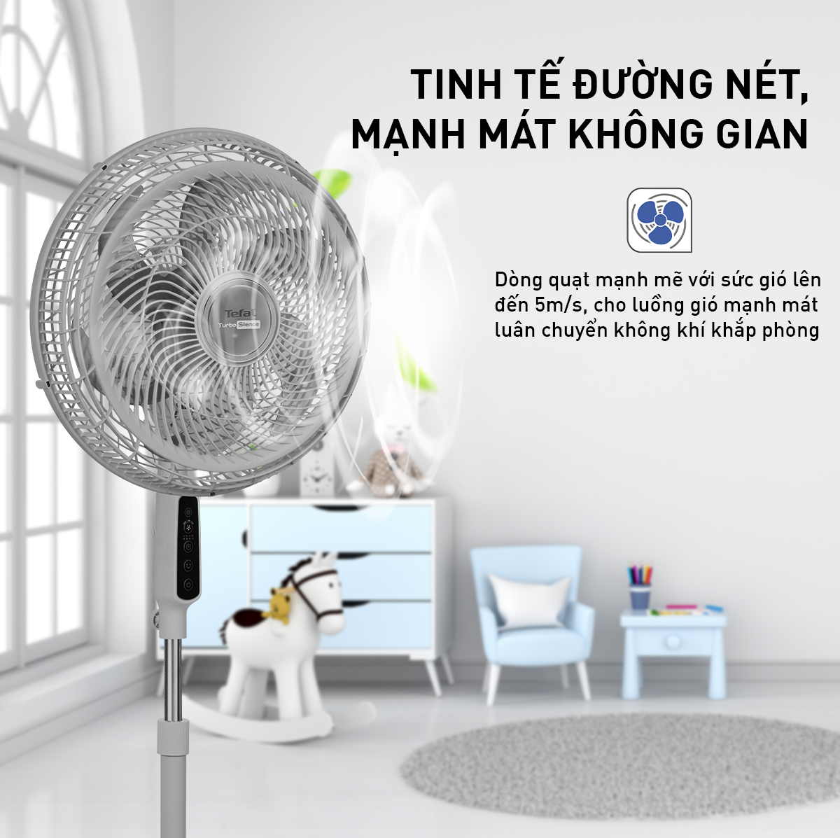 Quạt đứng có điều khiển từ xa Tefal Turbo Life VH659790 màu xám- Hàng chính hãng