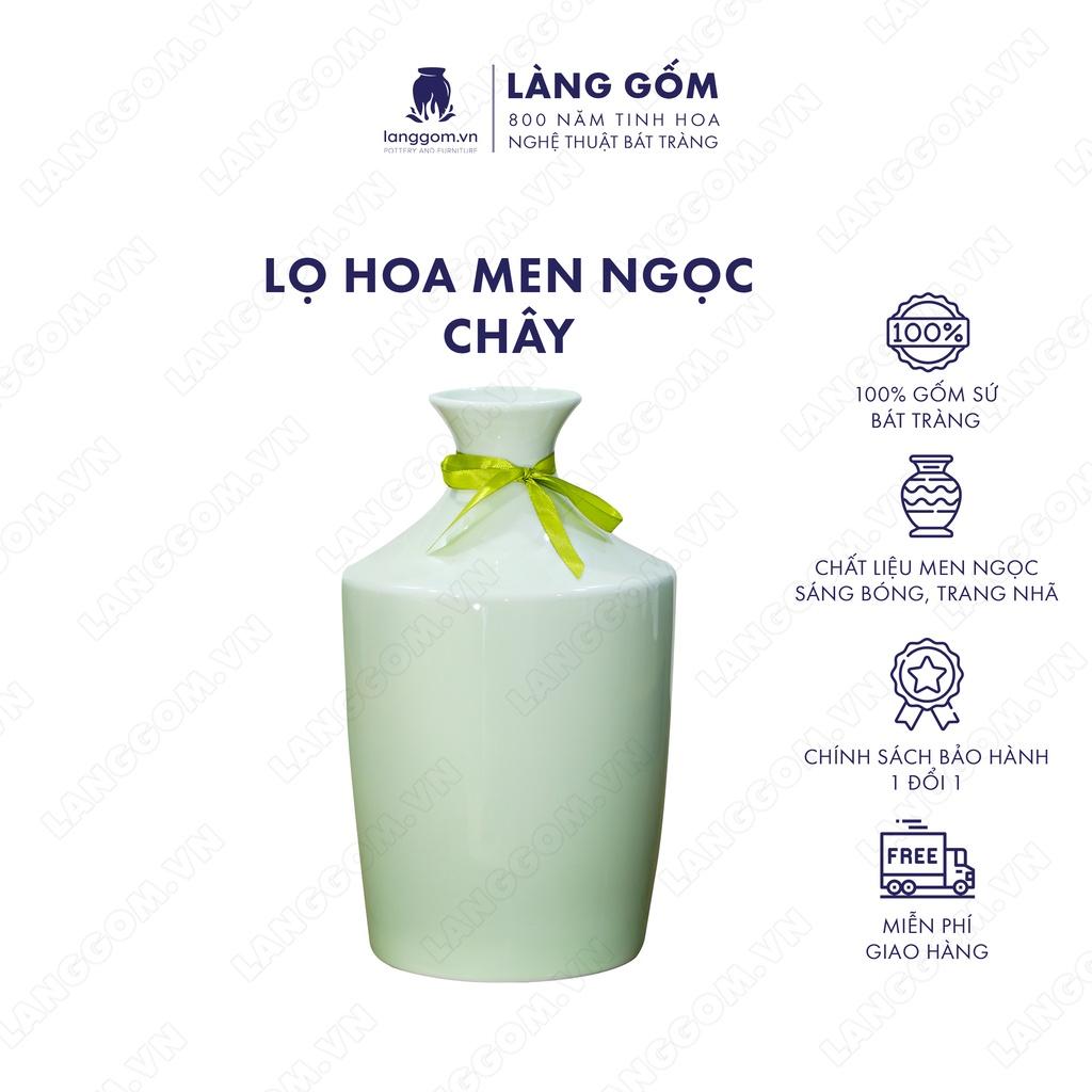 Bình hoa, lọ hoa Gốm sứ Bát Tràng cao cấp Men ngọc chây dùng làm quà tặng, trang trí - Làng Gốm Bát Tràng