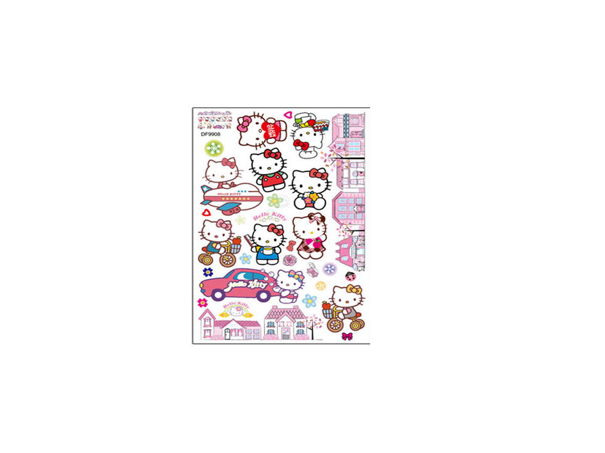 decal dán tường cho bé hello kitty  thành phố kitty ngộ nghĩnh