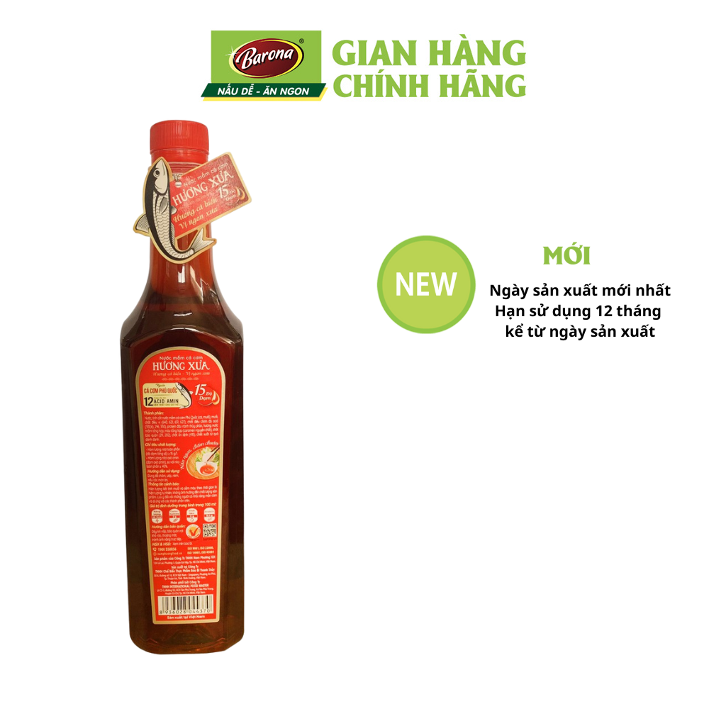 Nước mắm cá cơm Phú Quốc Hương Xưa 15 độ đạm 250ml