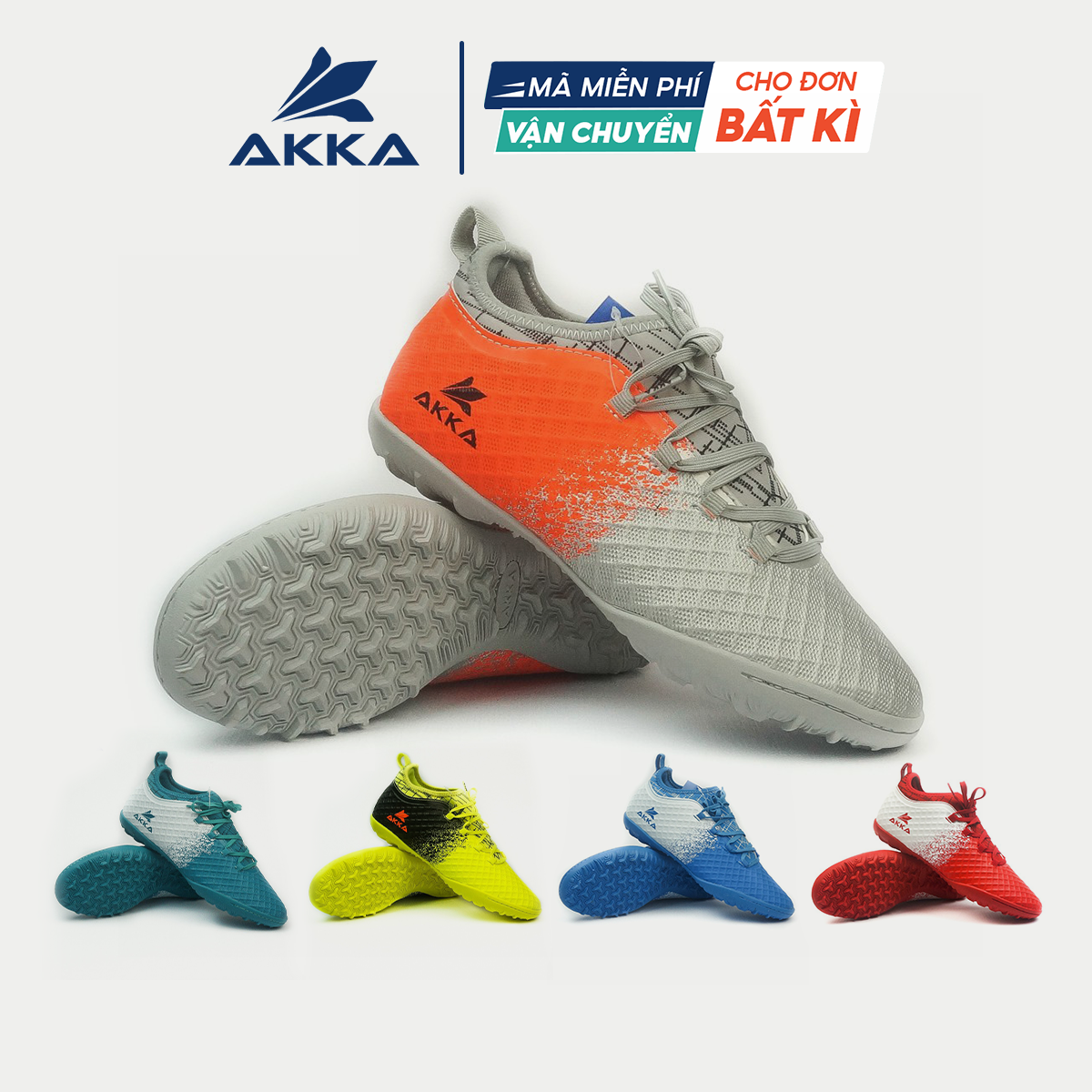 Giày đá bóng nam giày đá banh chính hãng AKKA SPEED 2 – Bạc cam,42
