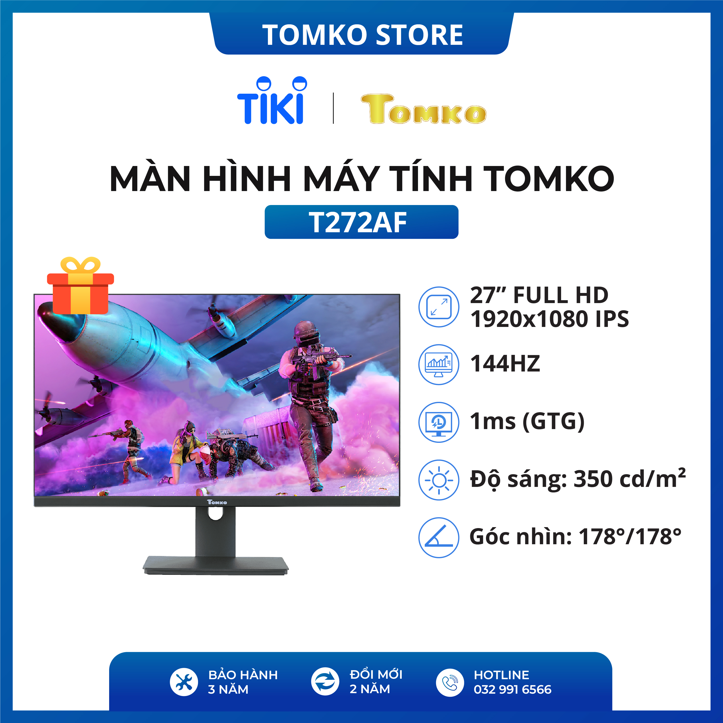 Màn hình máy tính 27 inch FHD T272AF Tần số quét 144HZ Tấm nền IPS - Hàng chính hãng