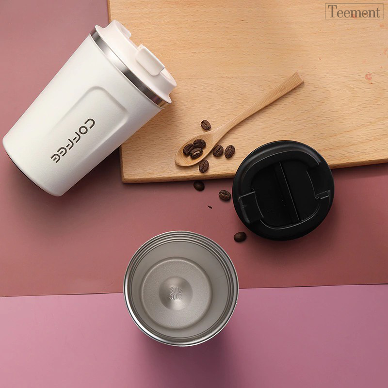 Cốc Giữ Nhiệt Coffeeholic Teement Inox 304 Dung Tích 510ml Cao Cấp Kiểu Dáng Hàn Quốc Cầm Tay Sang Trọng- Hàng Chính Hãng