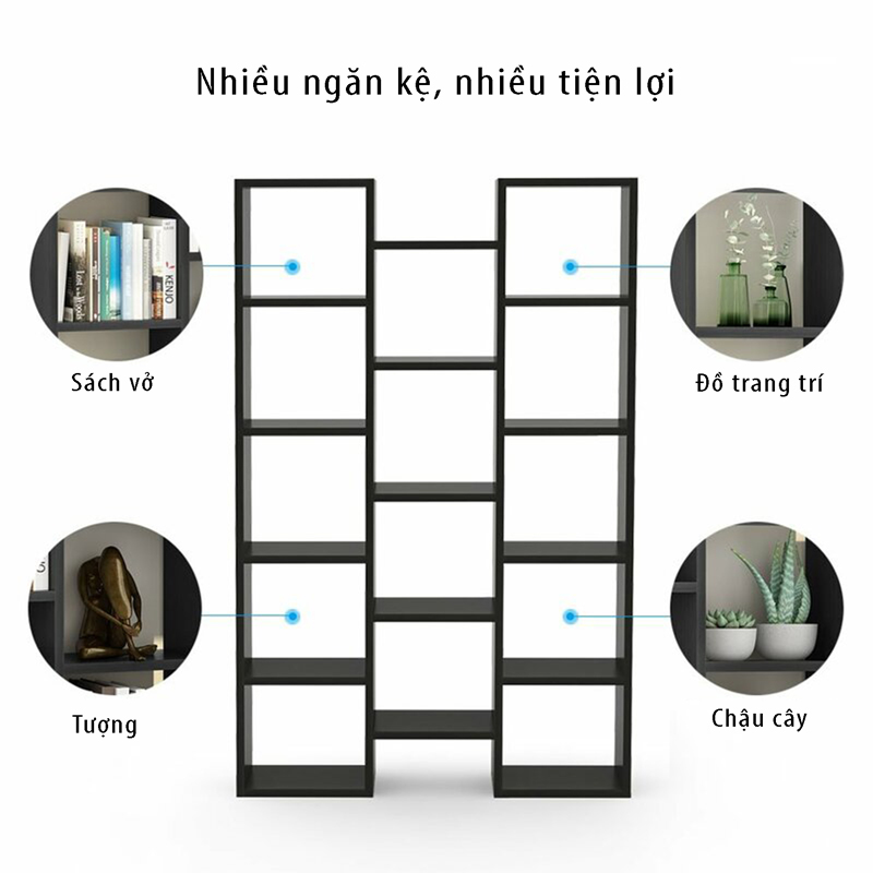 Kệ Sách Đa Tầng 14 Ngăn Thiết Kế Hiện Đại, Đa Năng Thương Hiệu SIB Decor KSG25