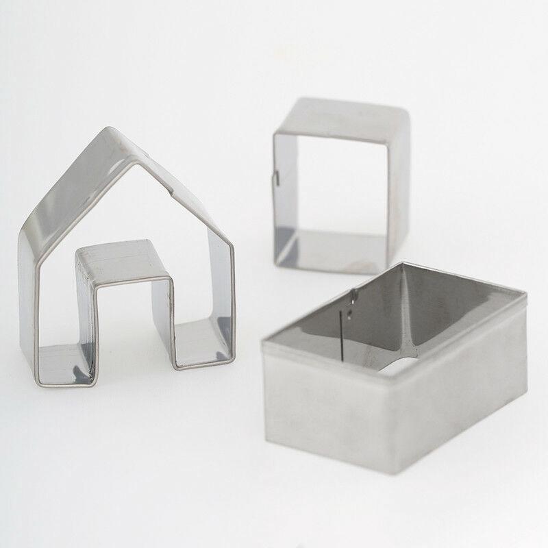 Bộ 3 Khuôn Cắt Bánh Quy Được Làm Từ Thép Không Gỉ Hình Ngôi Nhà