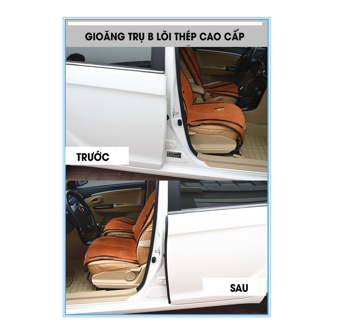 Gioăng Cột B Nẹp Cánh Cửa Ô Tô - Gioăng Cột B Lõi Thép 1 bộ 2 lắp vừa 2 cửa