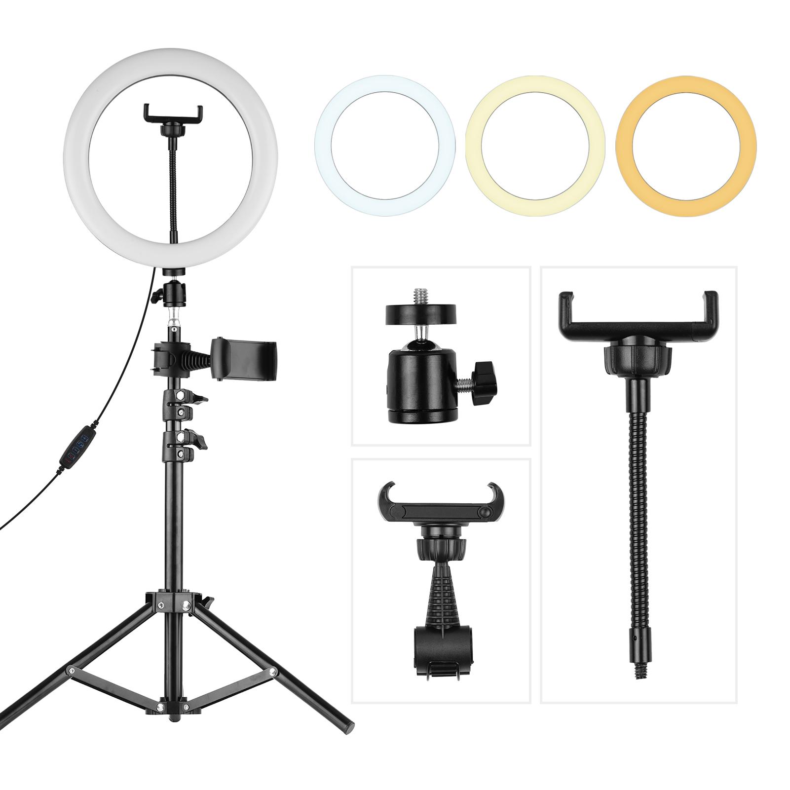 Đèn LED vòng kim loại 10 inch 3 chế độ chiếu sáng 10 mức độ sáng Đèn LED vòng kim loại 10 inch 3 chế độ chiếu sáng 10 mức độ sáng