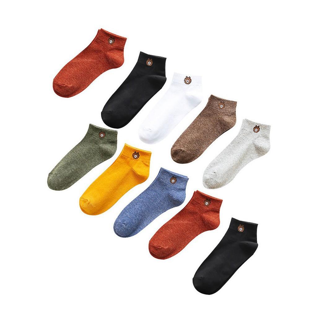 Combo 10 Đôi Tất  Cổ Ngắn Cho Nữ Hình Gấu Đáng Yêu - Kèm Túi Đựng