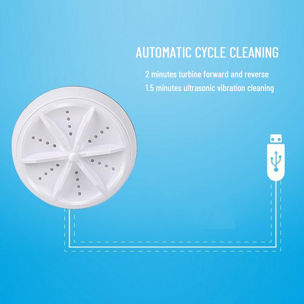 Mini Washing Machine Portable Ultrasonic Turbo USB Powered Washer for Home Travel